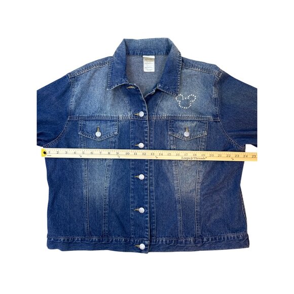 Vtg Disney Direct Women's XL Mickey Mouse Rhinestone Jean Jacket  Distressed - Picture 9 of 11